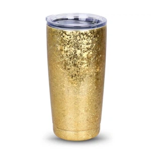 Gold Kaffee isolierte Becher mit Deckel